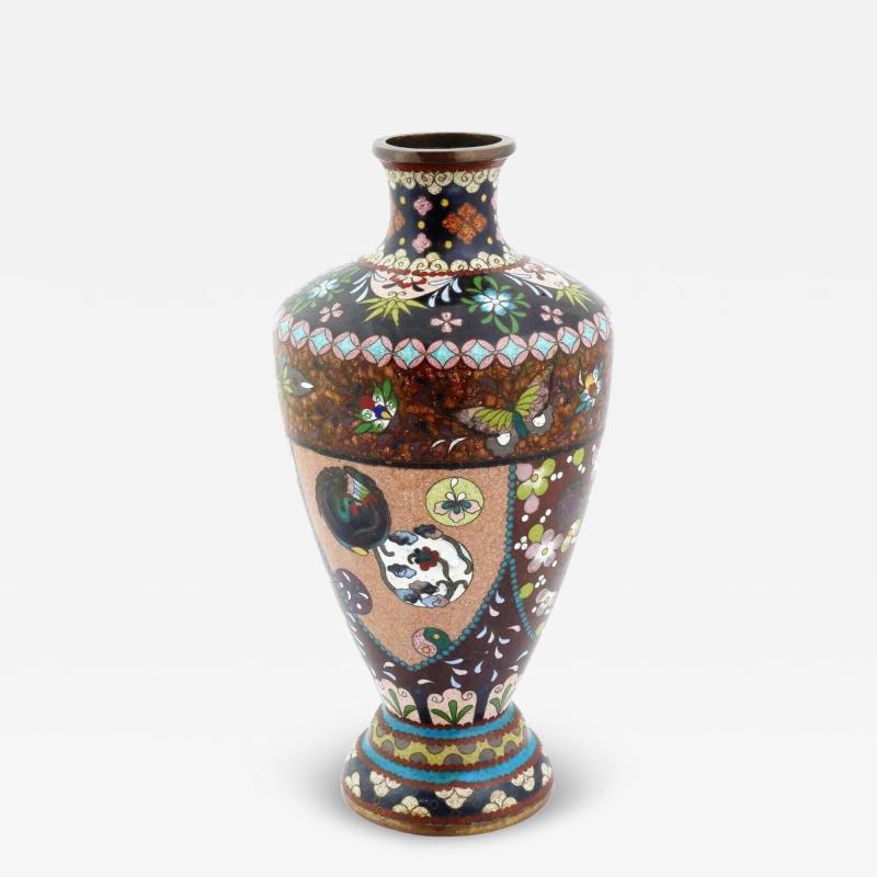 Meiji Japanese Cloisonne Enamel Medallions Design Vase