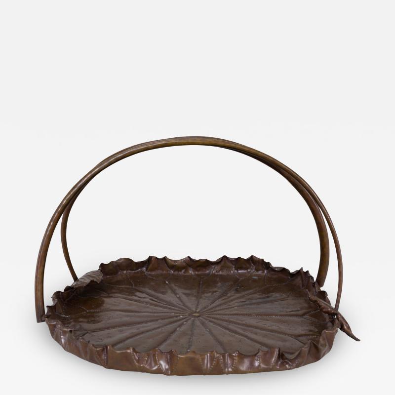 Meiji Period Copper Lotus Leaf Tray