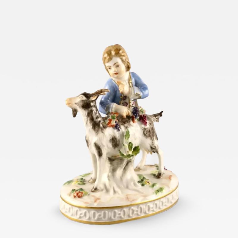 Meissen Porcelain Figure Boy With A Goat Allegory Of Autumn