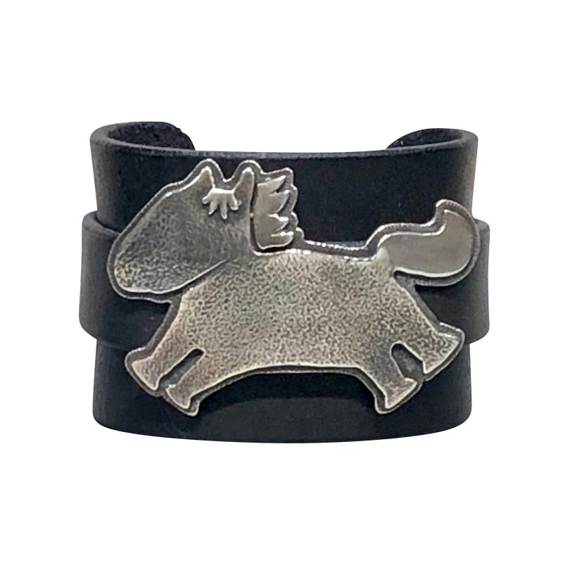 Melanie A Yazzie Beverly Hills Yazzie black leather and sterling silver cuff bracelet