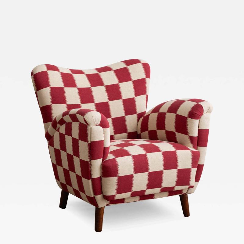 Melchiorre Bega A Mid Century Italian Armchair in Checkered Jacquard