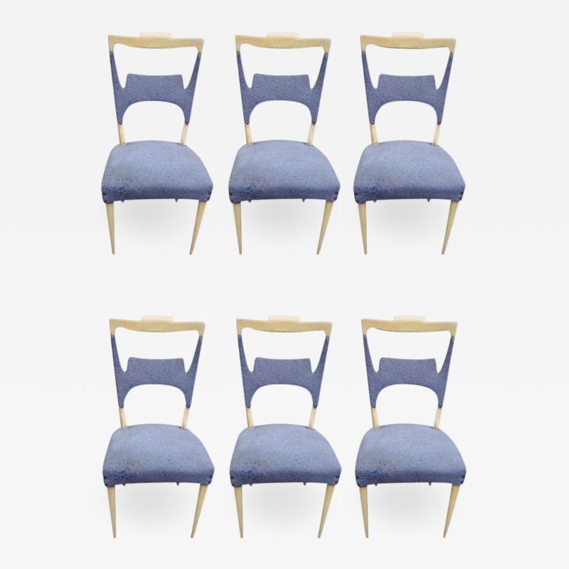 Melchiorre Bega A rare set of six sycamore dining chairs by Melchiorre Bega Italy 1970