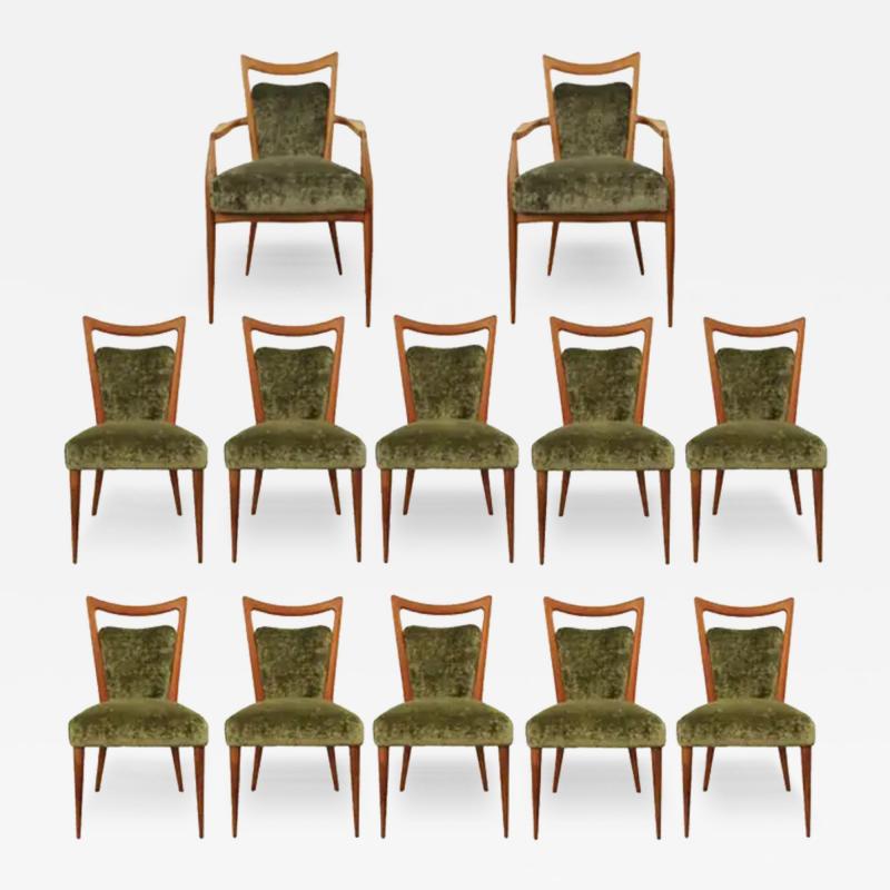 Melchiorre Bega Melchiorre Bega Exceptional Set of 12 Upholstered Dining Chairs 1950s