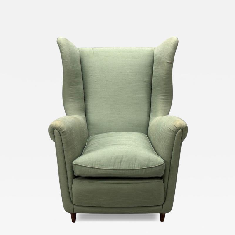 Melchiorre Bega Melchiorre Bega Green Fabric Wood Lounge Chair Italy 1950s