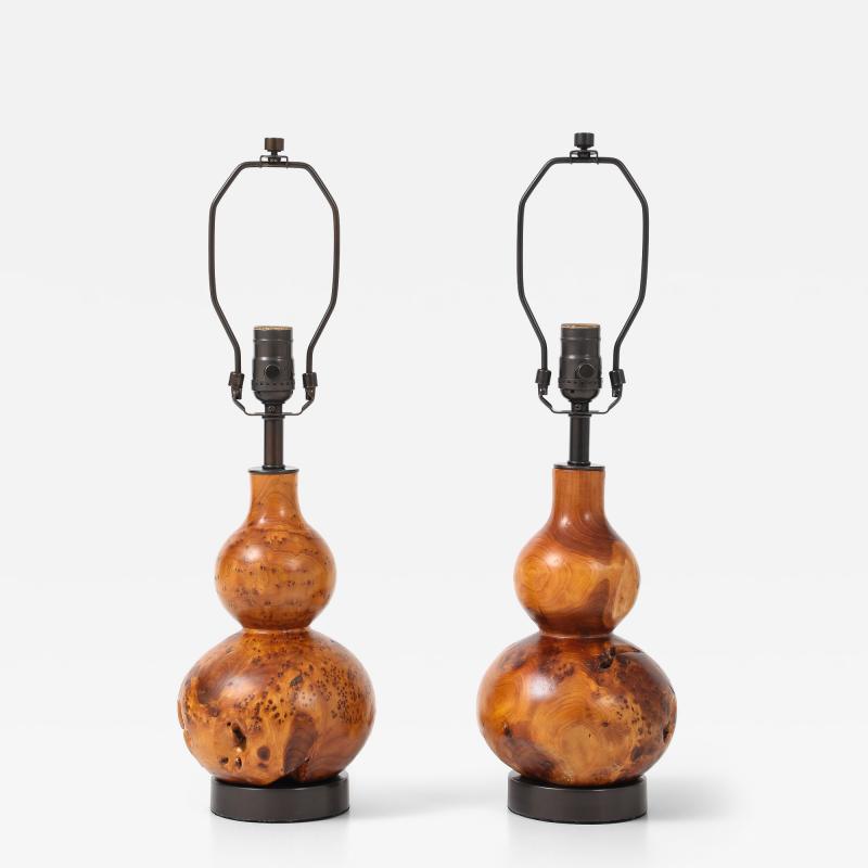 Melvin Lindquist Hand Turned Burl Maple Lamps