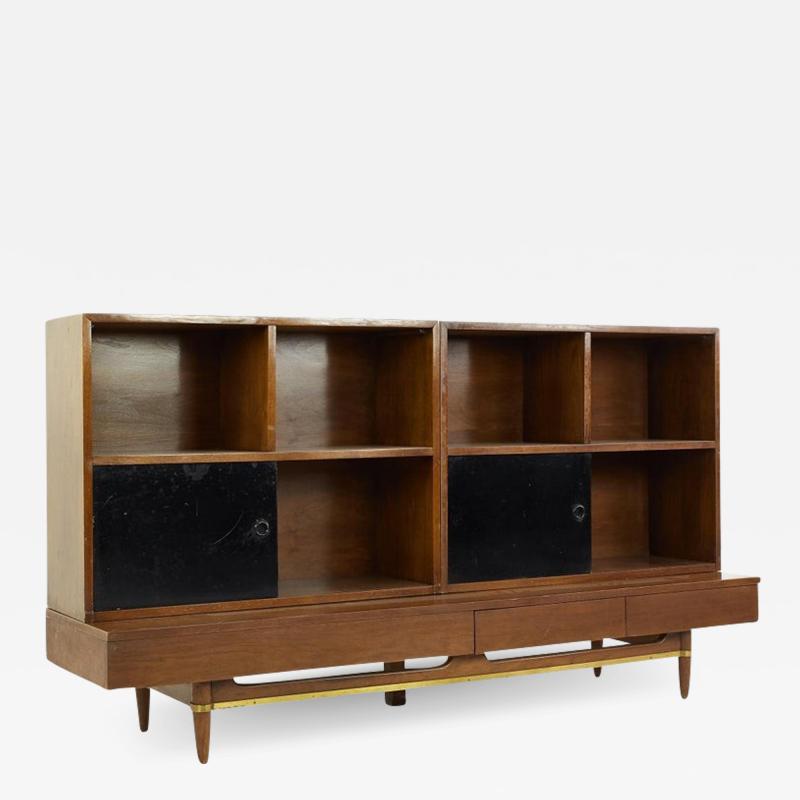 Merton Gershun Merton Gershun for American of Martinsville Bench with Two Bookcase Cabinets