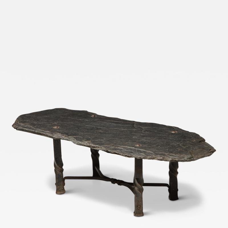 Metal Frame and Stone Top Coffee Table France c 1960