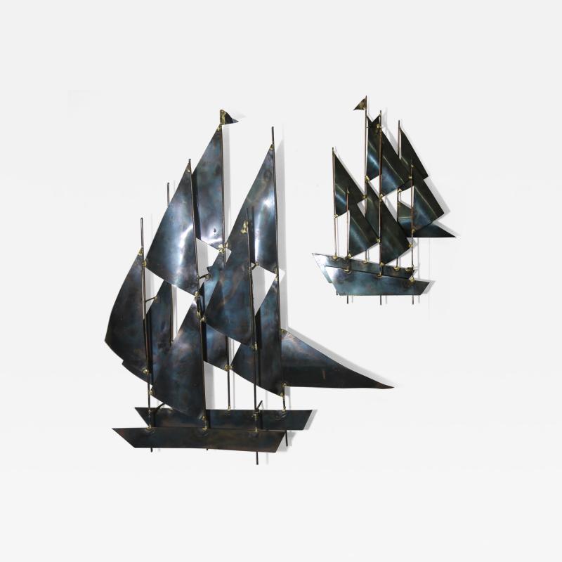 Metal Sailboats Wall Sculpture in the manner of Curtis Jere