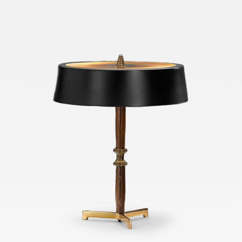 Metal and Wood Tripod Table Lamp Europe ca 1960s