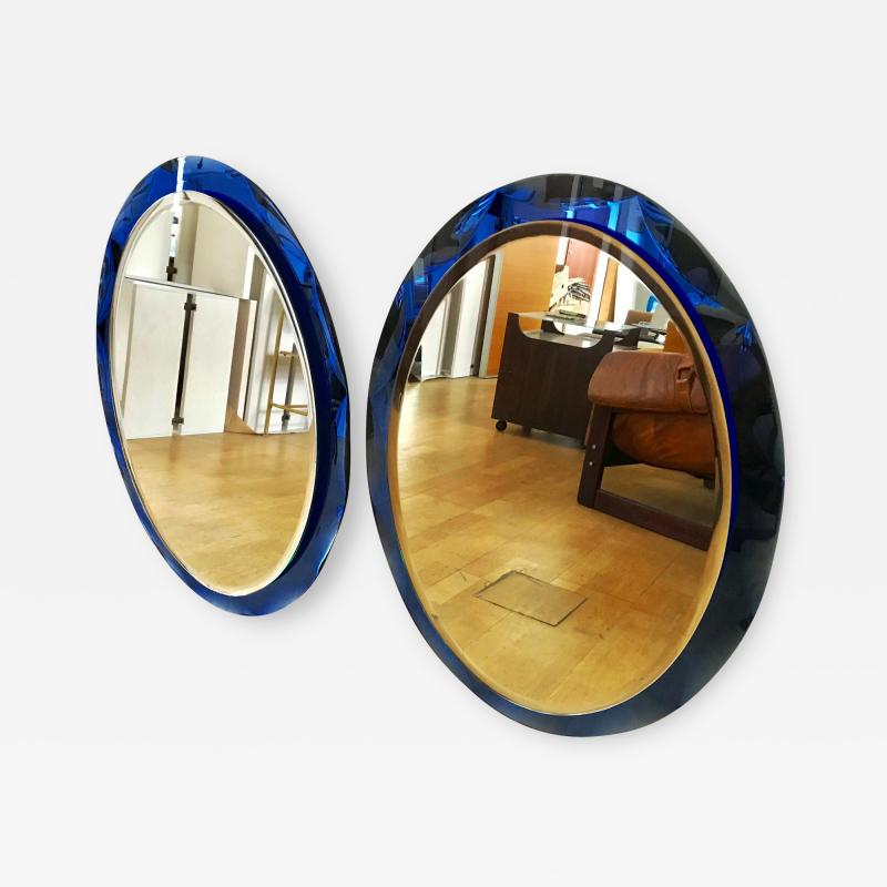 Metalvetro Galvorame Pair of Oval Blue Mirror