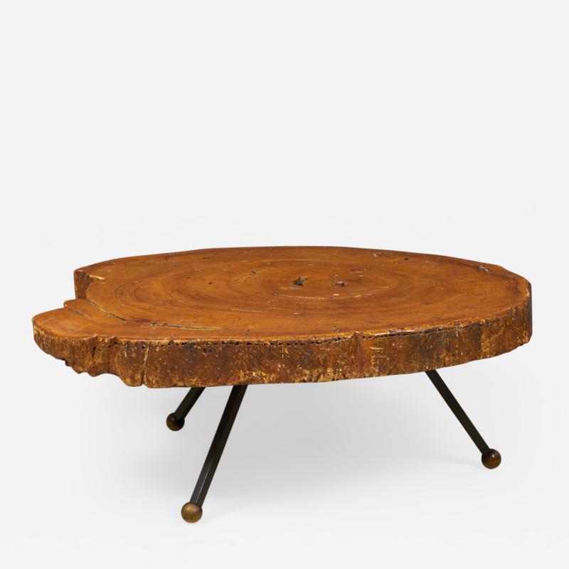 Mexican Modern Free Edge Sabino Wood and Iron Coffee Cocktail Table