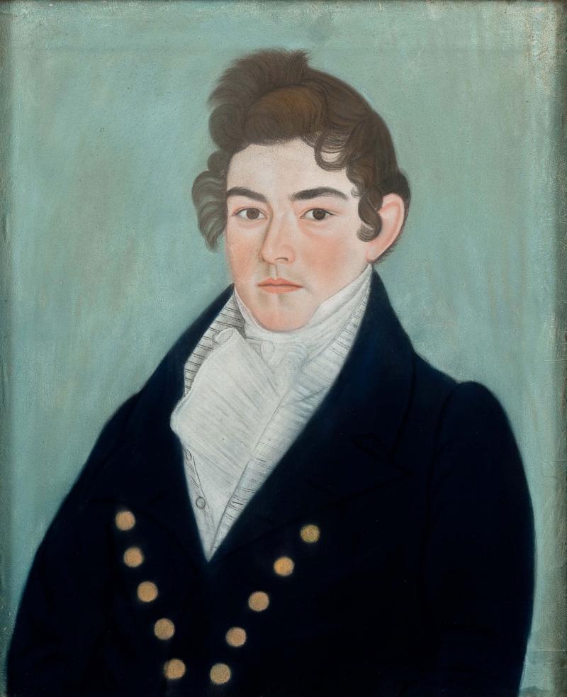 Micah Williams Portrait of a Handsome Young Man in a Blue Coat