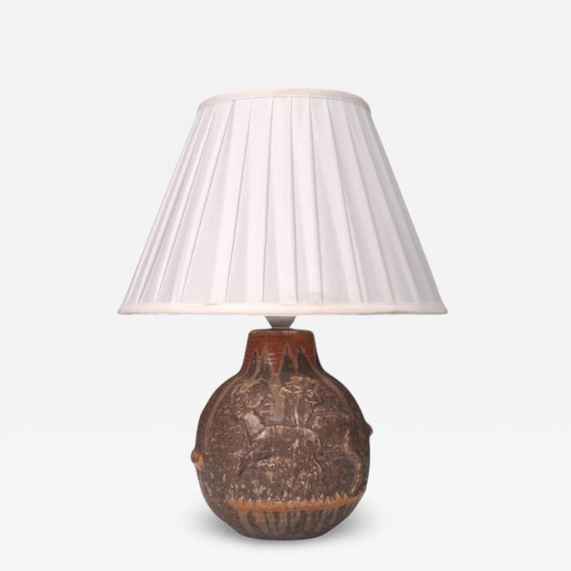 Michael Andersen Son Table Lamp Brown Stoneware Denmark 1960s