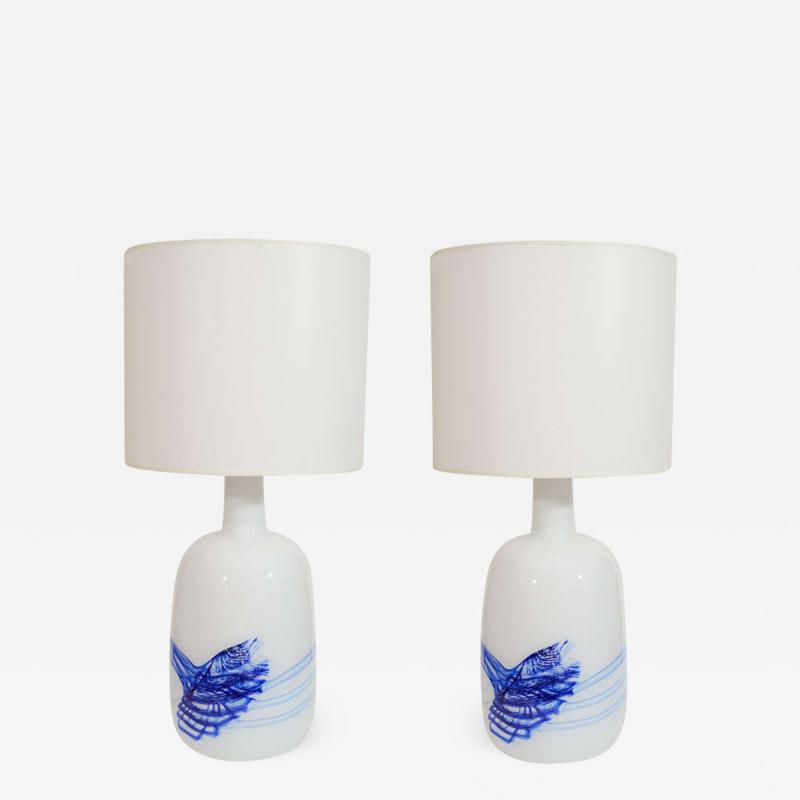 Michael Bang Michael Bang White Blue Glass Lamps