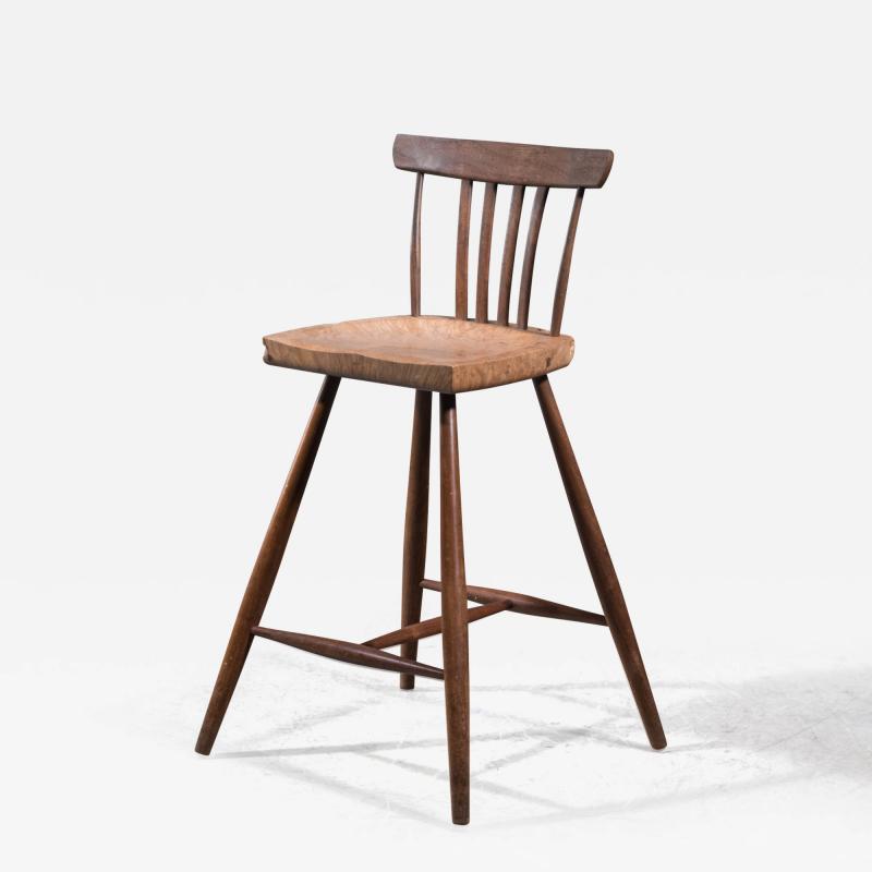 Michael Elkan Michael Elkan Studio Crafted High Stool in Walnut and Maple Burl