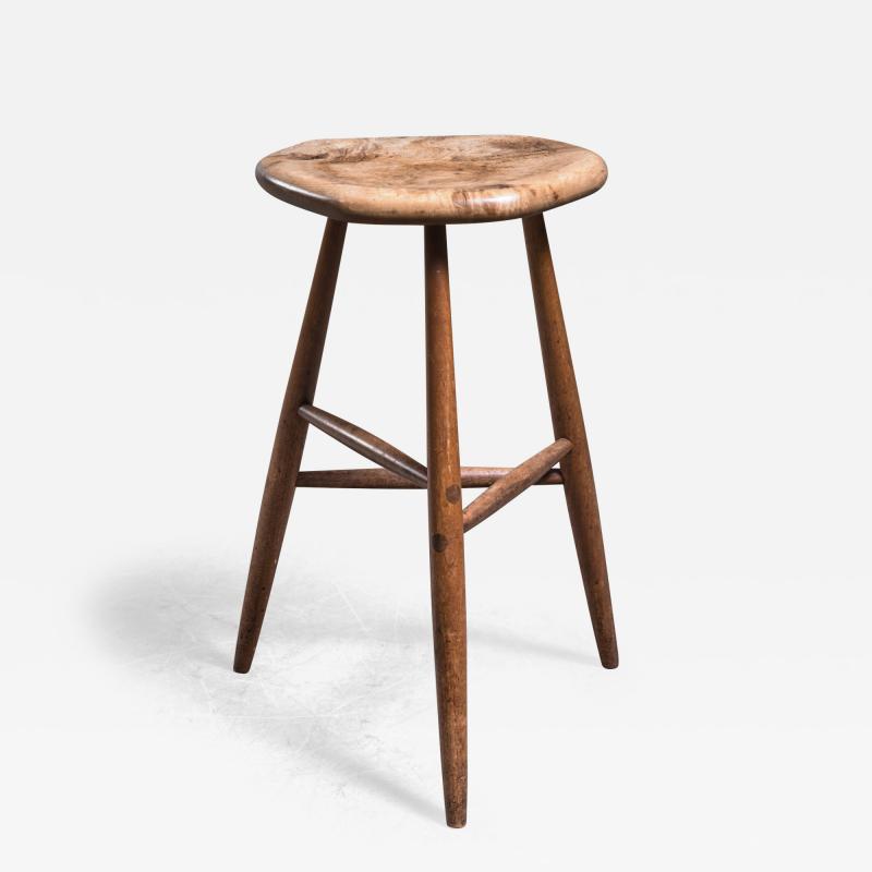 Michael Elkan Michael Elkan walnut and maple studio crafted stool USA 1981