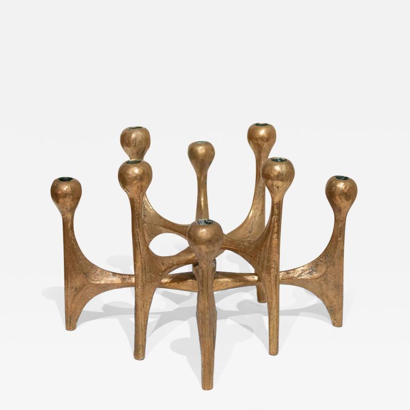 Michael Harjes Mid Century Brutalist Bronze Candlestick by Michael Harjes