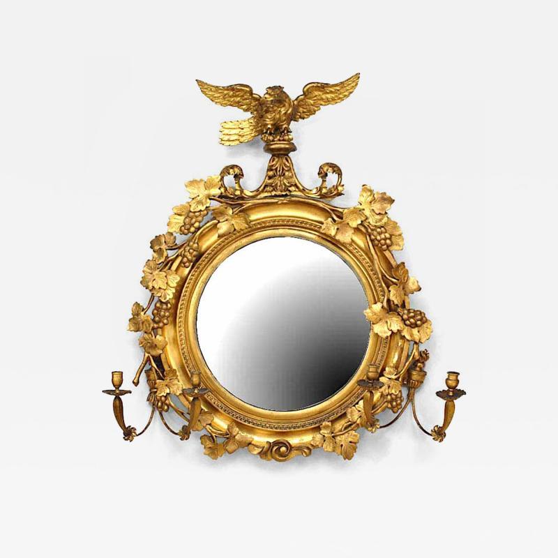 Michael OMalley Irish Victorian Gilt Girandole Eagle Crest Wall Mirror