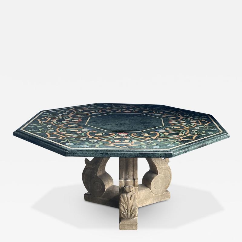 Michael Taylor An Octagonal Center Table with Verde Antico Top Michael Taylor Faux Stone Base