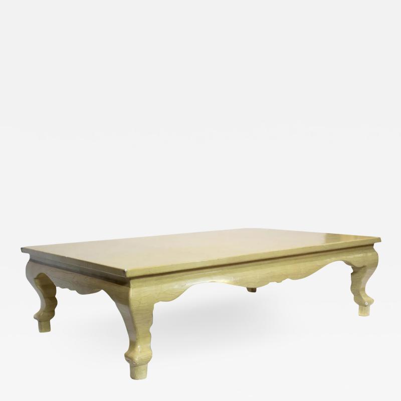 Michael Taylor Michael Taylor Hollywood Regency Style Ivory Craquelure Cocktail Coffee Table