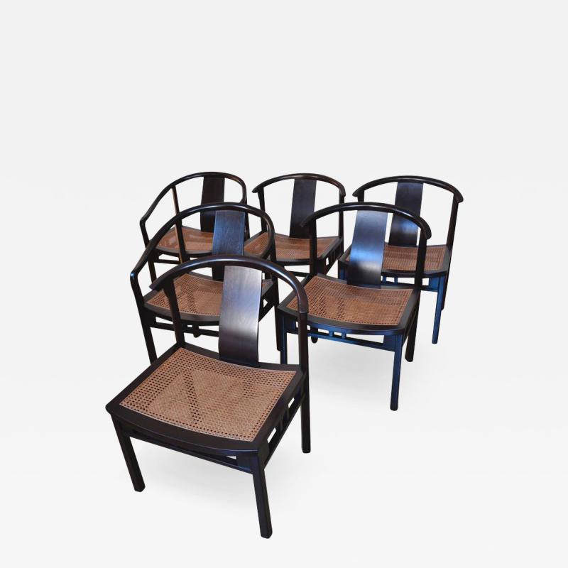 Michael Taylor Michael Taylor Six Caned Dining Chairs for Baker circa 1954