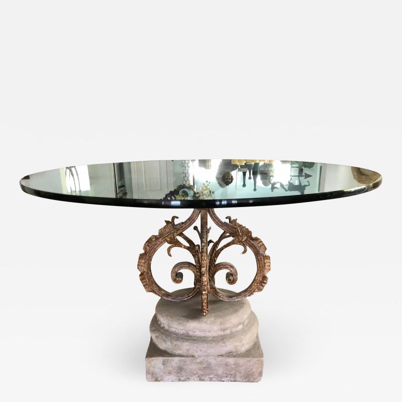 Michael Taylor Michael Taylor Stone and Iron Round Dining Table