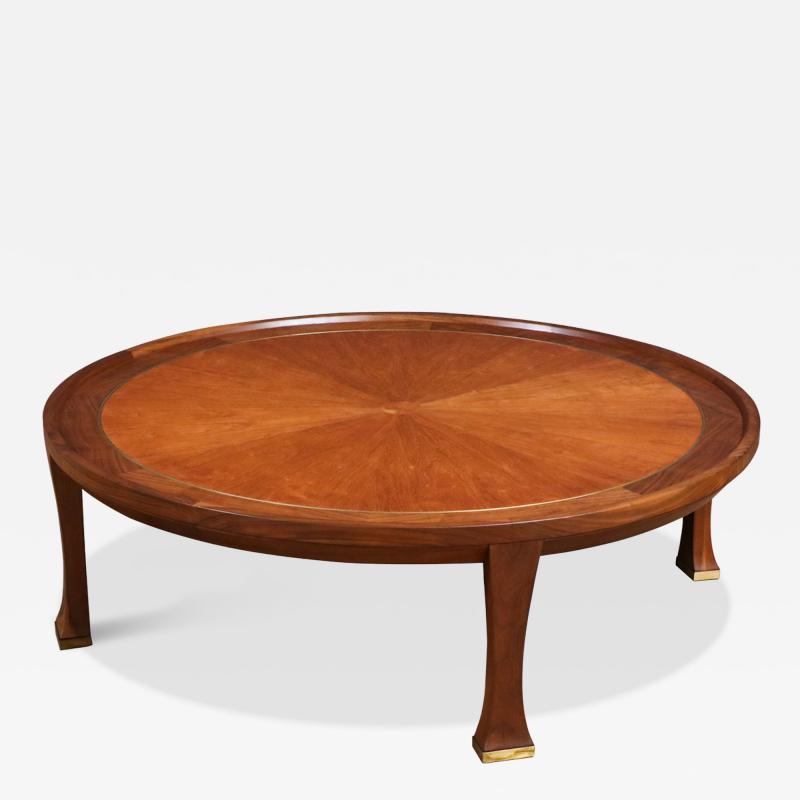 Michael Taylor Michael Taylor Teak Walnut Coffee Table w Brass Accents for Baker