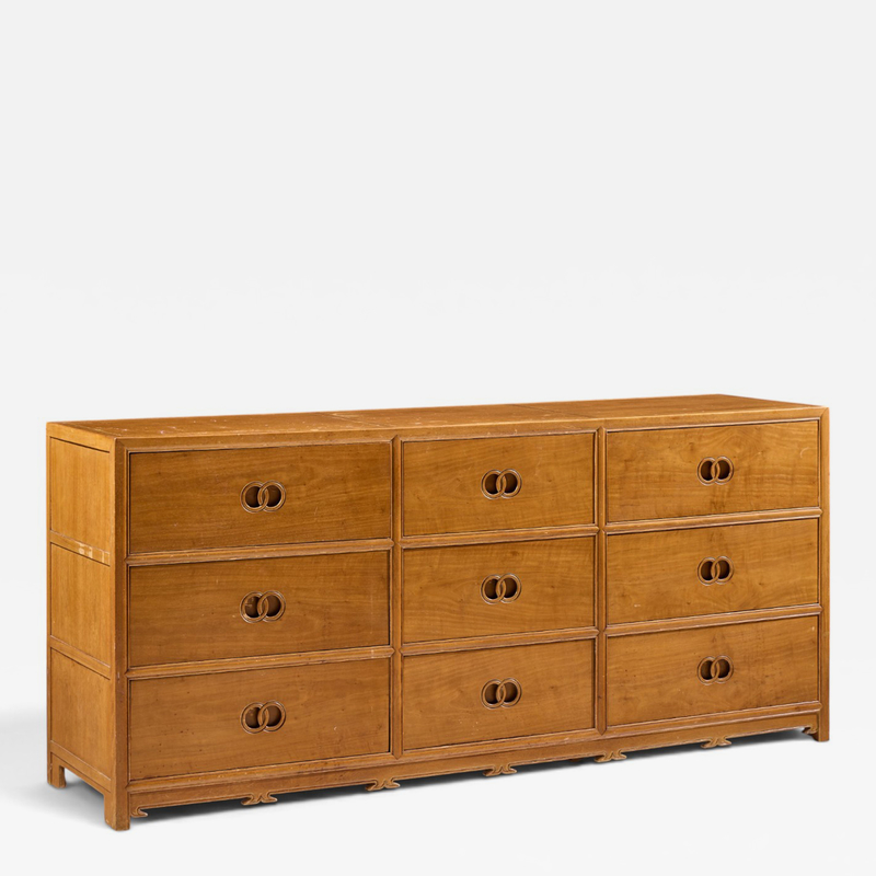 Michael Taylor Michael Taylor for Baker Mid Century 9 Drawer Mahogany Lowboy Dresser