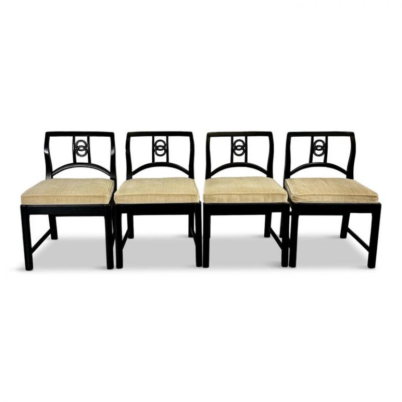 Michael Taylor Set of 12 Black Lacquered Michael Taylor for Baker