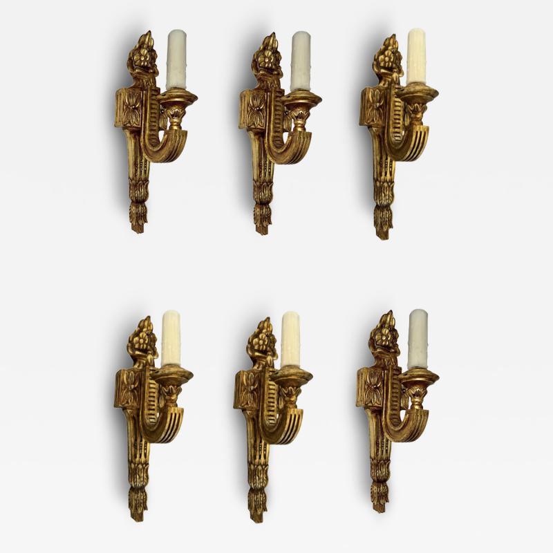Michael Taylor Set of Six Regency Style Giltwood Wall Sconces by Panache for Michael Taylor