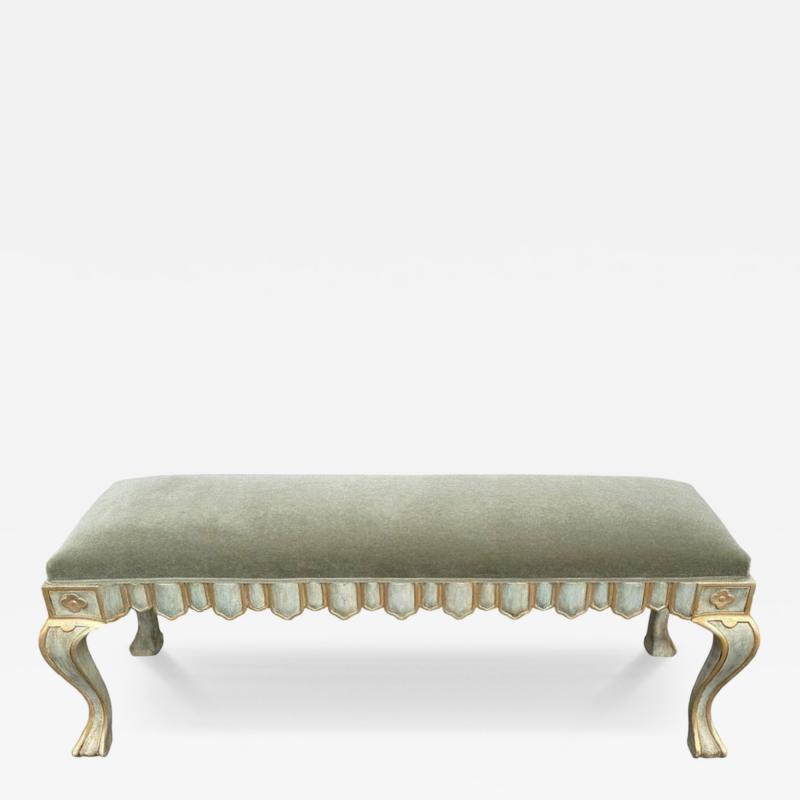 Michael Taylor Venetian Style Michael Taylor Olive Mohair Gilded Bench