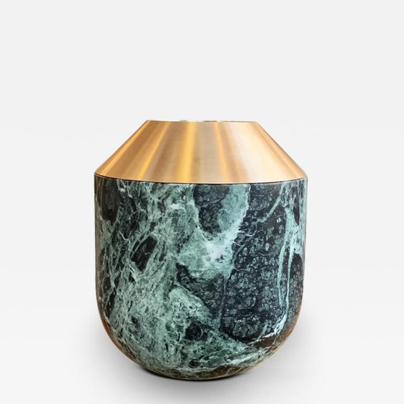 Michael Verheyden VASQUE LARGE VASE IN VERDE ALPI WITH BRUSHED BRONZE TOP