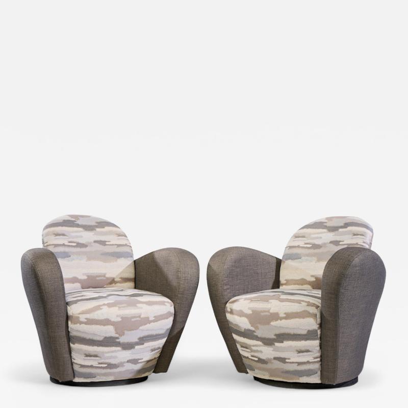 Michael Wolk Michael Wolk for Weiman Miami Swivel Chairs Pair