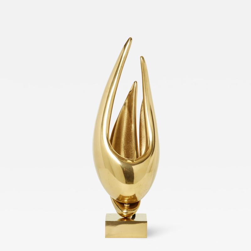 Michel Armand Michel Armand gilt bronze modernist sculpture table lamp 1970