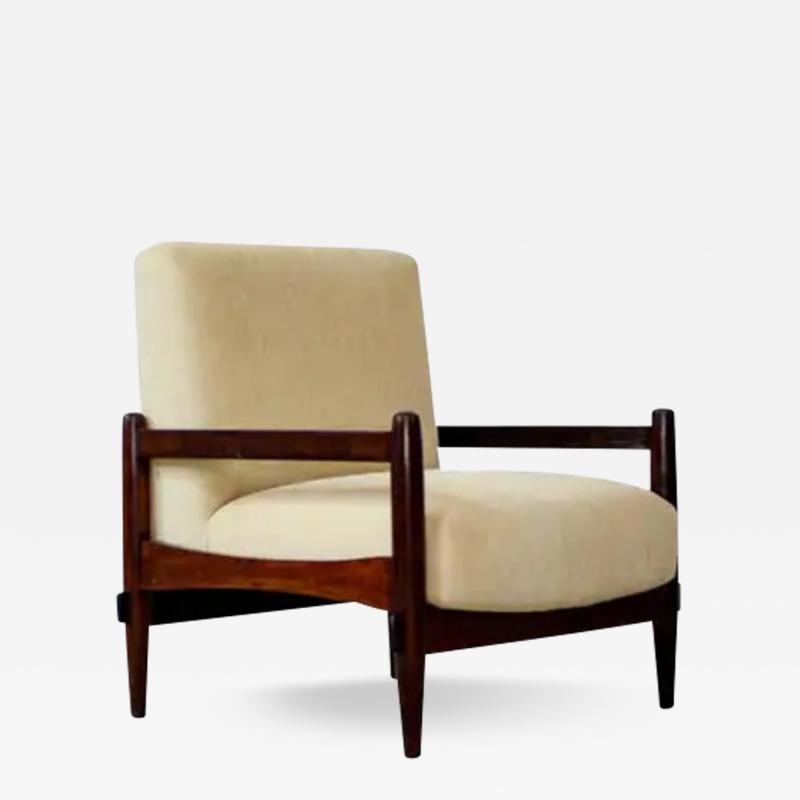 Michel Arnoult Brazilian Mid Century Armchair in Wood and Leather by Michel Arnoult c 1960s