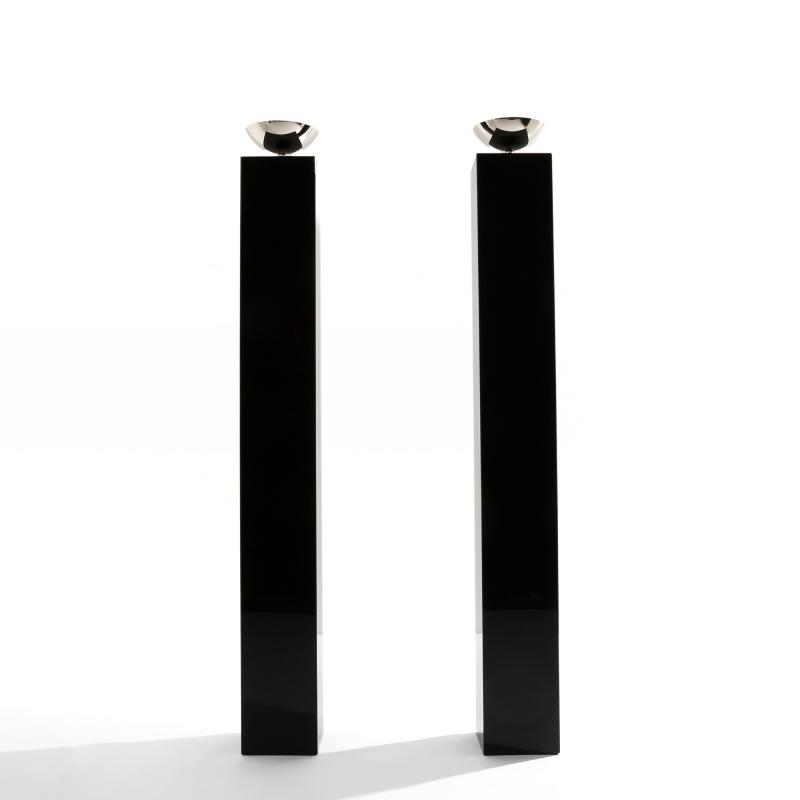 Michel Boyer Michel Boyer pair of black lacquered and nickeled metal floor lamps 1979