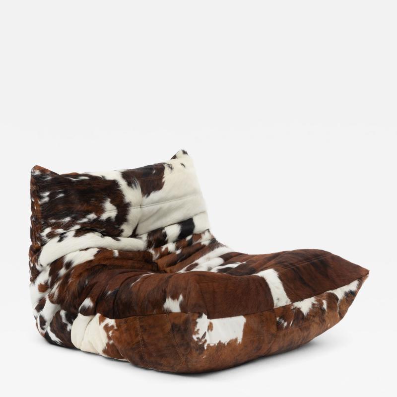 Michel Ducaroy Vintage Ligne Roset Togo Fireside Chair in Natural Cowhide Michel Ducaroy
