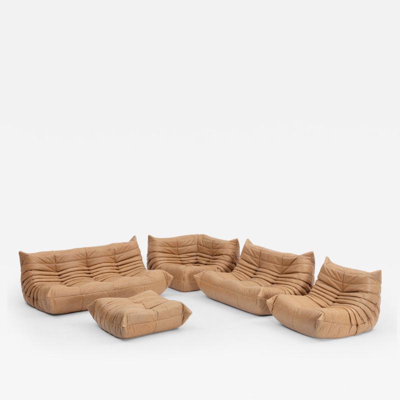 Michel Ducaroy Vintage Ligne Roset Togo Set in Italian Honey Leather Restored