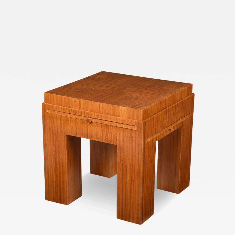 Michel Dufet SATINWOOD PULL OUT SIDE TABLE BY MICHEL DUFET