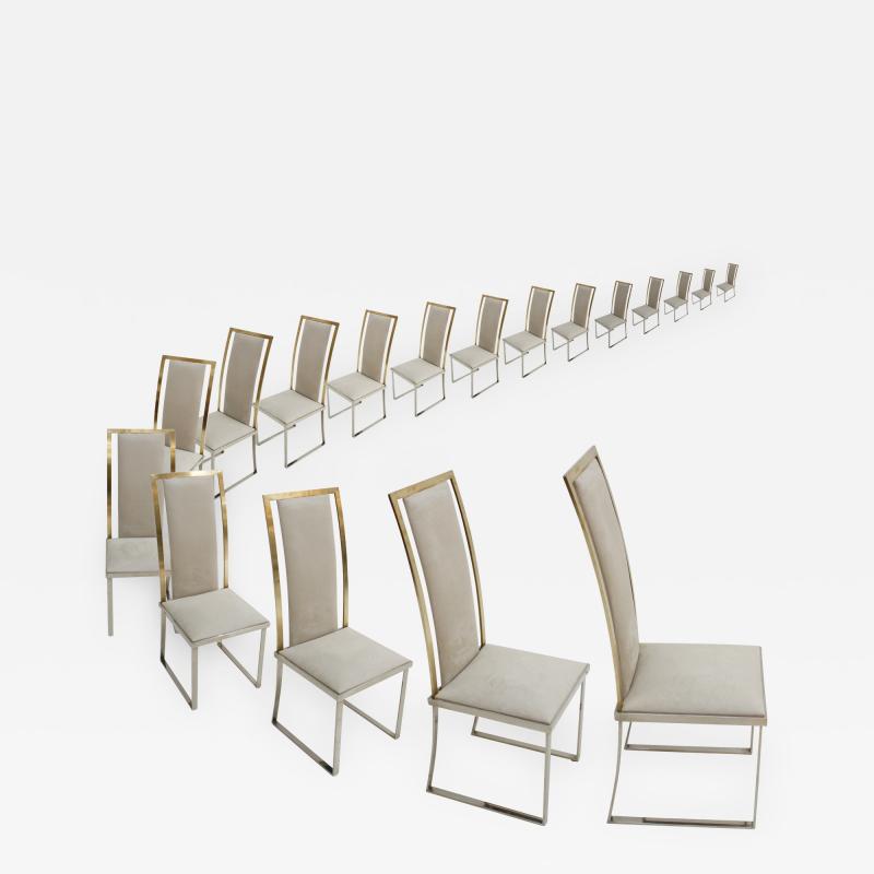 Michel Mangematin Michel Mangematin Eighteen Steel And Brass Grey Chairs France 70s