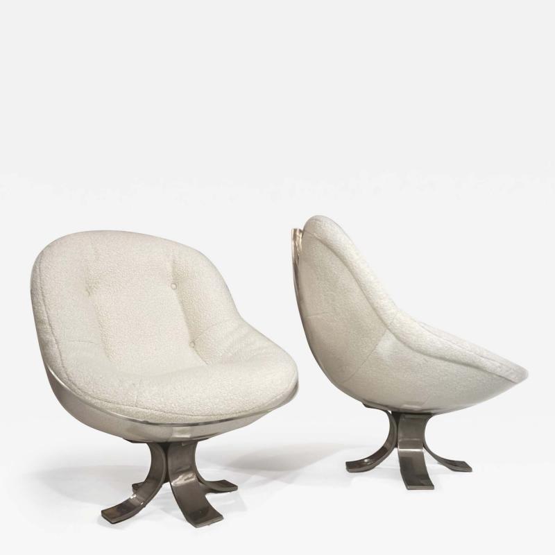 Michel Pigneres Rare pair of egg lounge chairs