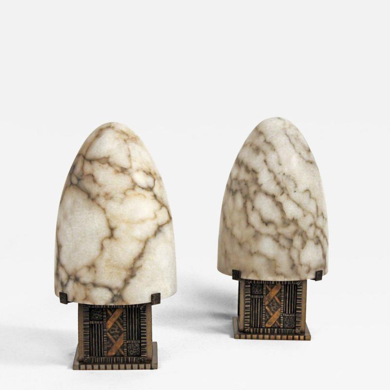 Michel Zadouainsky Art Deco Bullets Table Lamps by Michel Zaduonosky