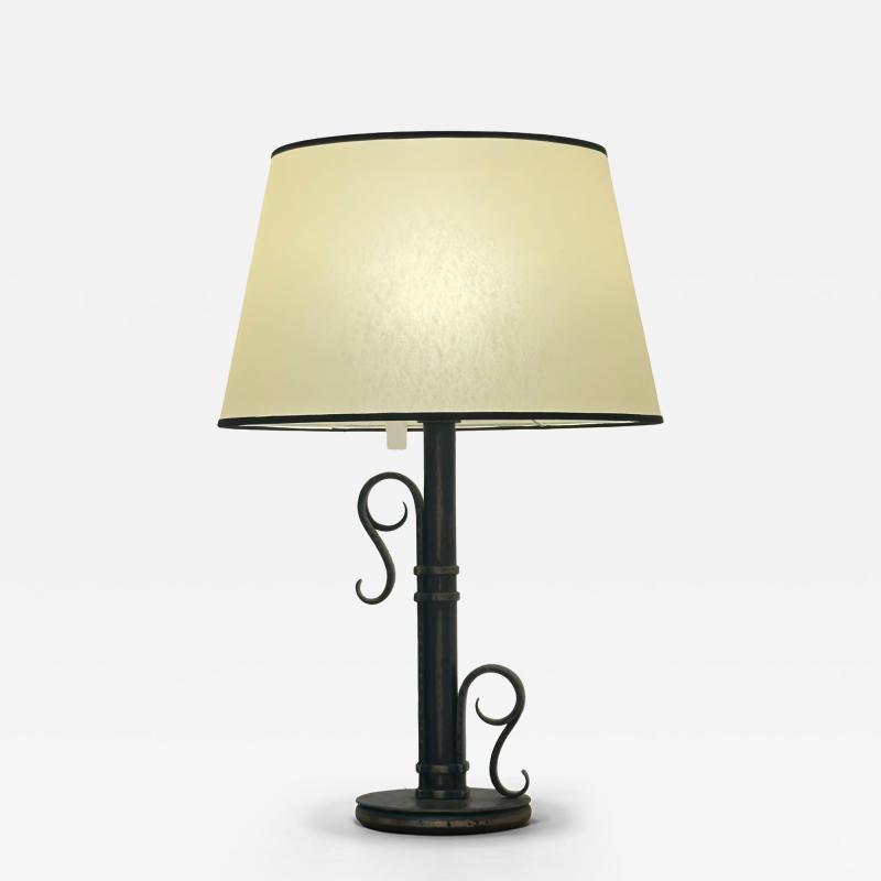 Michel Zadouna sky Sculptural Art Deco Table Lamp in Hand Forged Wrought Iron by Michel Zadouna sky
