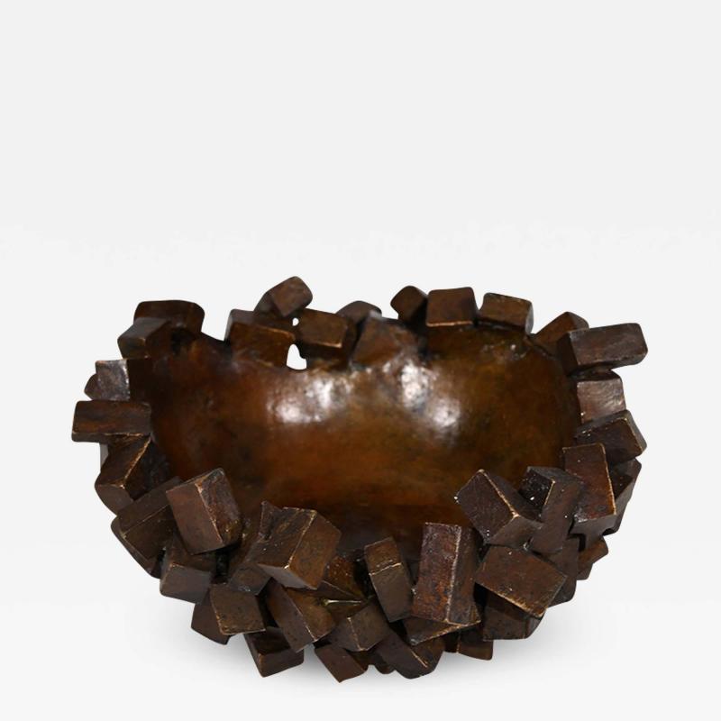 Michele Balestra Reddish brown patinated bronze bowl