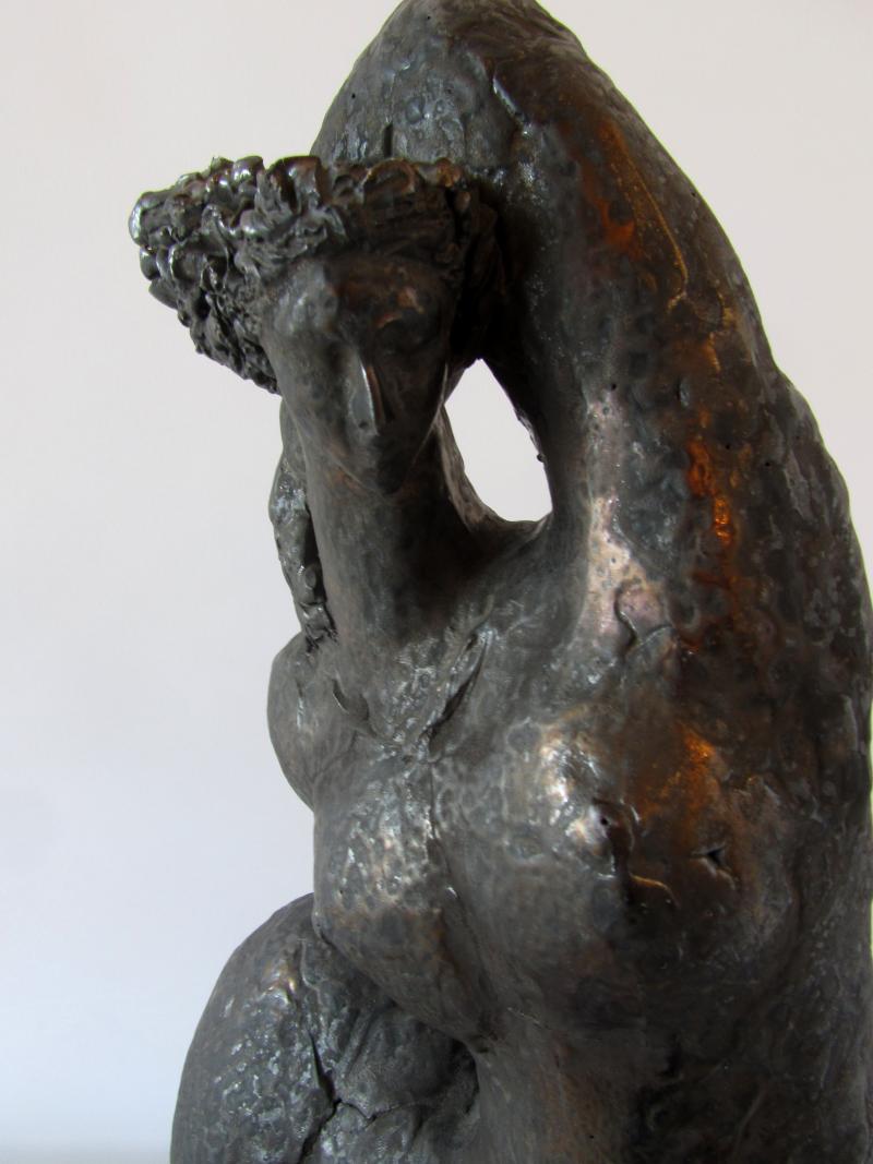Michele Raymond A French Modern Glazed Terra Cotta FIgural Sculpture 