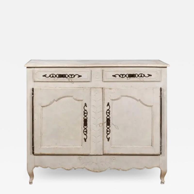 Mid 18th Century French Louis XV Period Painted Buffet with Drawers and Doors
