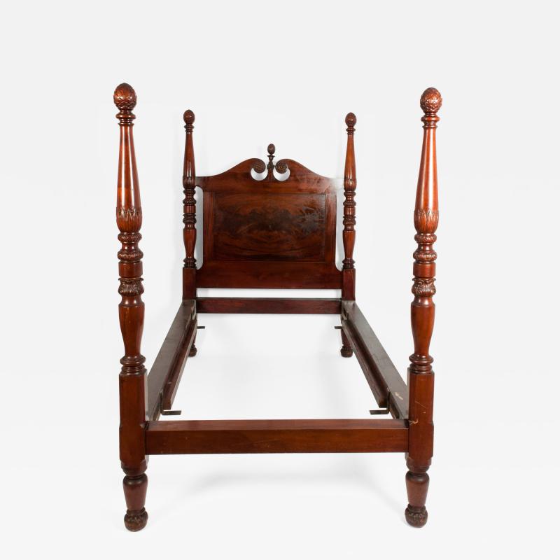 Mid 19th Century Empire Style Mahogany Four Poster Single Bed