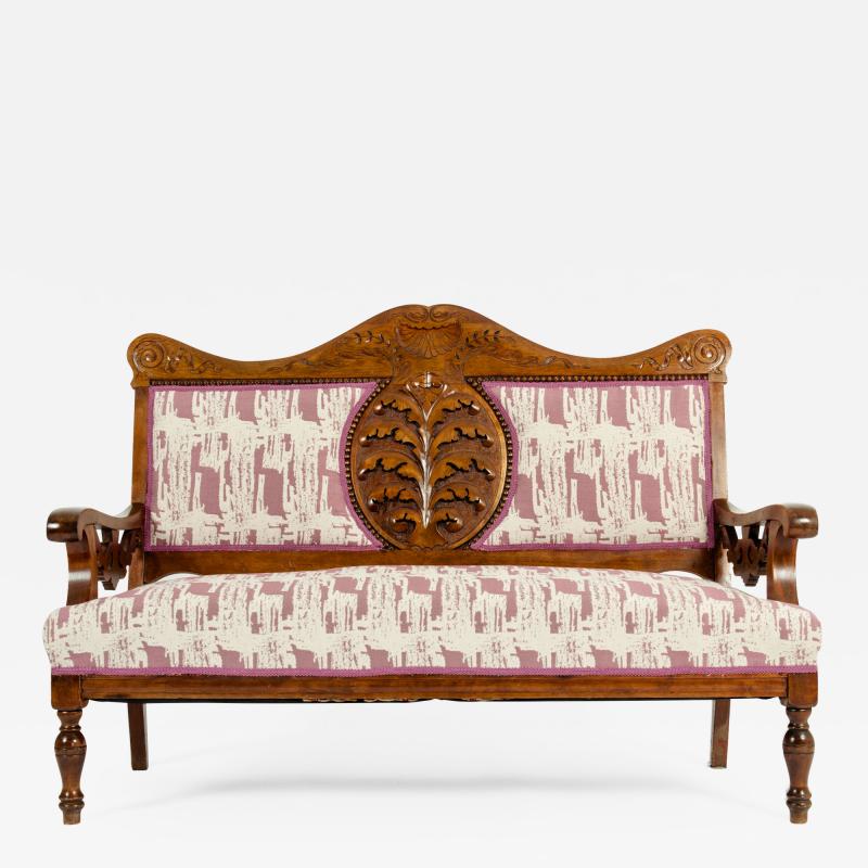 Mid 19th Century Hand Carved Mahogany Victorian Style Settee