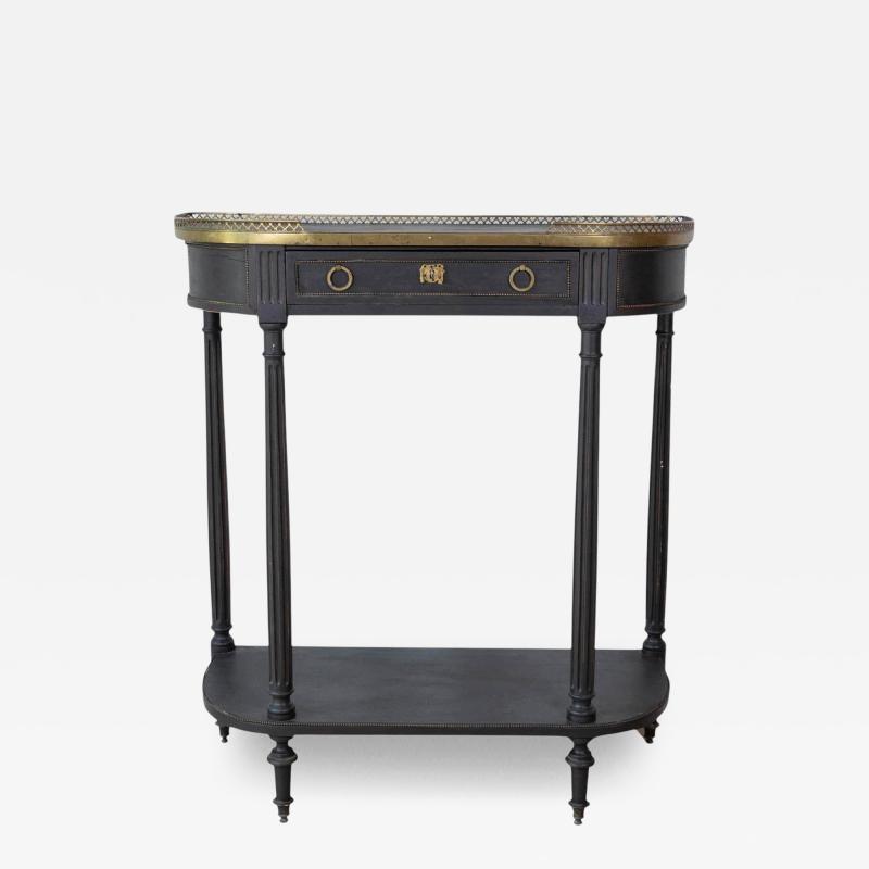 Mid 19th Century Swedish Ebonized Console Table with Brass Gallery and Slate Top