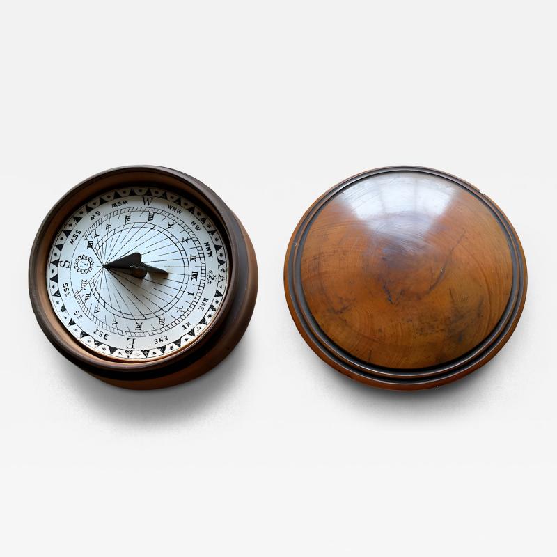 Mid 19th Century Treen Pocket Compass and Sun Dial